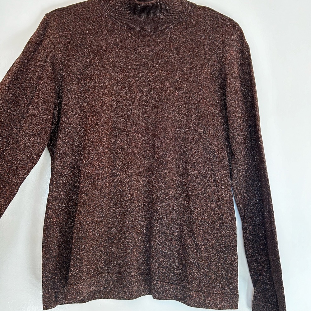 ESCADA by Margaretha Ley Metallic Sweater Mock neck Brown, super classy